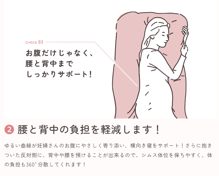 お腹だけでなく、腰と背中の負担も軽減します!